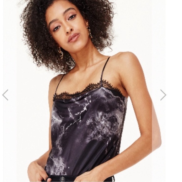 Cami NYC Silk Black Marble Romy Lace Trim Bodysuit Size S - Picture 3 of 11